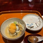 割烹 西むら - 桑名白魚　雲丹　聖護院蕪　百合根　キクラゲ