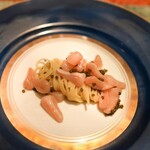 蒼 - 愛媛藤本さんよりアコヤ貝、蛤出汁の冷製フェデリーニにオシュトラキャビア ◆佐渡黒アワビ自家製バター、午房