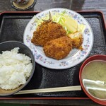 長作食堂 - 料理写真:チキンチーズかつアジフライ¥800-