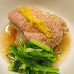 日本料理 太月 - 炊き合せ　合鴨治部煮　聖護院大根、壬生菜