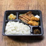 Beef tongue & fried oyster Bento (boxed lunch)