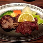 ステーキはうす 珍や - オージービーフのステーキ、お肉はとても柔らかく美味しい、ステーキに和からし意外と合うんだなと思いました。ハンバーグ味も良いしテールスープ美味しかったです