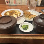大衆食堂 てんぐ大ホール - 麻婆豆腐と焼き餃子定食