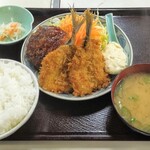 食堂　備前 - アジ・ミンチ定食 ¥1000