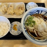 手打ちうどん　うえだ - とり天定食　ご飯小盛り！