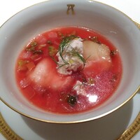 アピシウス - ビートのスープ 鮟鱇のフリット