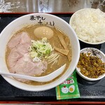 煮干しらーめん青樹 - ご飯と高菜サービスで、こんなセット