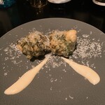 山下食堂 - 鯵と菜の花のフリット　ハニーレモンマヨネーズ