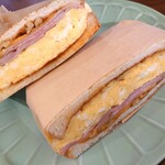 DAIBAN COFFEE cafe - 卵とハムのサンドイッチ ドリンクセット1,400円✨スープとドリンク付きです。