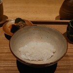 日本料理FUJI - きぬむすめ(藤枝)の煮えばな:まずはそのまま｡ご飯の粒立ち､甘さ､秒で食べました