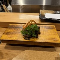 天ぷら鉄板料理 天旬 - 黒舞茸、マグロの頬、海老パン