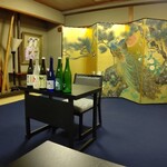 下鴨福助 - 頂いた日本酒と素敵な屏風