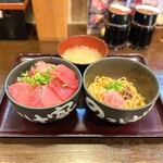 のっけ家 - ・まぐろ3種丼 きしめん みそ汁付き 847円/税込
(きしめんを担々麺へ変更 +55円/税込)