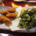 酒場 亀次 - 四万十のり天ぷらにメンチ鰹