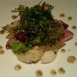 Restaurant OKADA - ［１回目］カナダ産・オマール海老とカブのサラダ 黒トリュフドレッシング