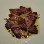Restaurant OKADA - ［１回目］山口県萩から届いた〆サバのカルパッチョ 赤玉葱のサラダ添え