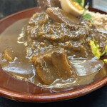 カレーは飲み物。 - ▪️ 黒い肉カレー大盛350g  ¥990
　※無料トッピングは
①味玉
⑥パクチー
⑦ツナマヨ