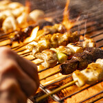 Assortment of five types Yakitori (grilled chicken skewers)