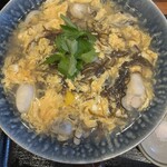 手作りうどん 天粉盛 - 牡蠣ともずくのあんかけうどん@卵とじ！