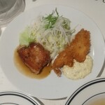 洋食堂コロンバ - ポークジンジャーと白身魚のフライ
