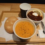 Soup Stock Tokyo - 東京ボルシチ、オマール海老のビスク、フォッカッチャ①