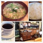 北の旬菜 茶茶 - 味噌汁、ライス、お新香、店内