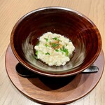 一碗水 - ①本日の一口目　
      　豆腐と搾菜と海老の炒め 自家製XO醤