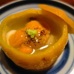 松川 - 柚子の器に白子と雲丹