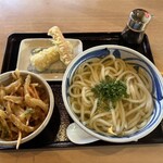 Udou - ちくわ天うどんとかき揚げ丼(小)