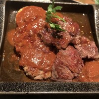 鉄板ダイニング 哲 - 牛ハラミとハンバーグステーキセット！