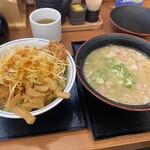 Katsuya - ネギねぎラー油のロースカツ丼（梅）ととん汁（大）