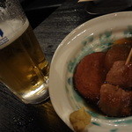 とり藤 - 生中　＋　付き出し（おでん）