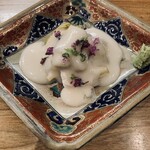 佳肴岡もと - 河豚ブツに皮に白子に黄韮がまた酒をよび