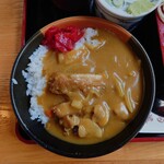 やぶ善 - フルスペックで提供される、ハーフサイズの"ミニカツカレーライス"。