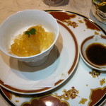 筑紫樓 - １．”吉切鮫背ビレ”ふかひれのお刺身（2014.1.1x）with山椒醤油