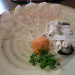 日本料理 みや  - 26年1月　静岡産トラフグ　裏漉し鮟肝添え　自家製ポン酢で