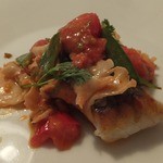 コルツ - 2014/01　スズキのムニエル　花びら茸とトマトソース