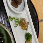 円山 - 鮪煮、河豚煮こごり、菜の花酢味噌和え
