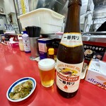 かいざん - ビール 中瓶、お通し