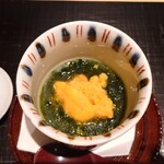 日本料理 柳燕 - あおさ海苔と礼文の馬糞雲丹の茶碗蒸し