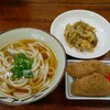 味庄 - かけうどん(小) (税込)250円、いなり寿司 2個 (税込)150円、椎茸舞茸天 (税込)100円   (2024.02.22)