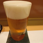 新ばし 星野 - まずグラスビールから。