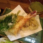 柚圭 - ランチメニュー竹、天ぷら。