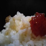 柚圭 - 店主さんの優しい思い、ご飯には筋子が、熱熱ご飯に、美味しい♬