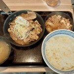 吉野家 - 鉄板ネギ塩カルビ焼肉牛皿W定食