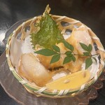 溝の口 創作居酒屋 にそろ - 活帆立のレア天婦羅