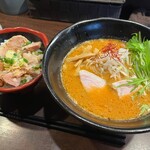 GANCON NOODLE - エビ味噌ラーメン炙りチャーシュー丼セット1320円