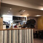 ピッツァ・ロッコ - 手前のカウンターにビールサーバーがあります。釜はカウンターのあります。