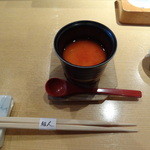 茶碗蒸しに梅肉のスープ