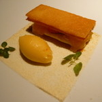 ライラ - １０．デザート①パッションフルーツのミルフィーユとオレンジ・パイナップルのシャーベット2014.1.1x